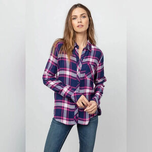 Rails Hunter Plaid Flannel Shirt in Regent Taffy White Sz XS
